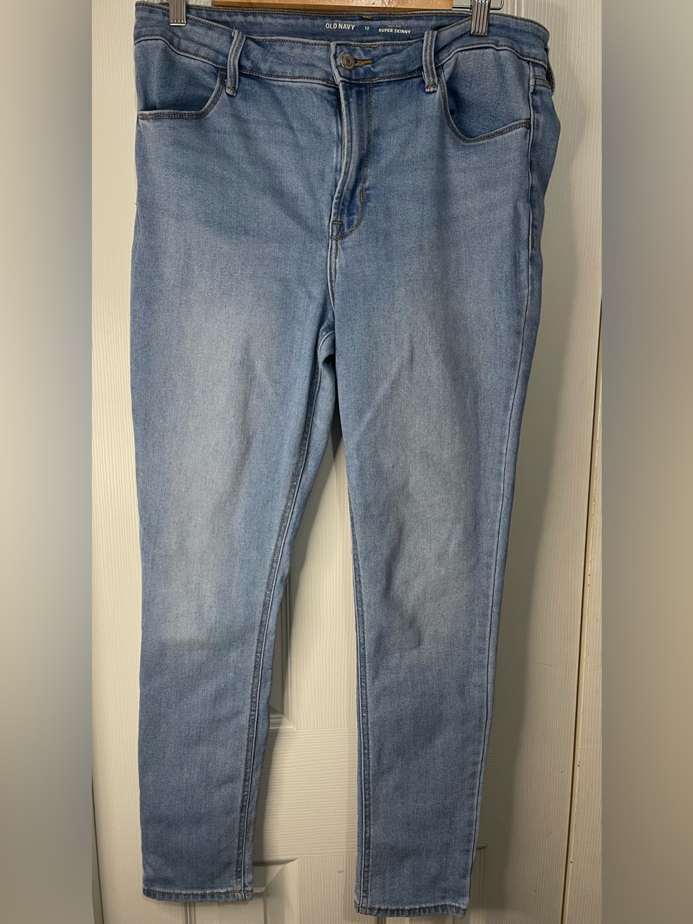 Old Navy Light Blue Faded High Rise Super Skinny Zip Fly Jeans size 12